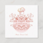 バラピンクフレームベーカリーベーカーのロゴ名刺 スクエア名刺 (正面)