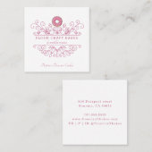 バラピンクフレームベーカリーベーカーのロゴ名刺 スクエア名刺 (正面/裏面)