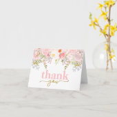 バラピンクフローラ折り畳みサンキューカード カード (黄色い花)