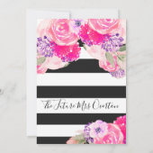 バラピンクフローラ白黒ストライプシモダンック 招待状 (裏面)