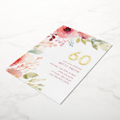 バラピンクフローラ60番目の誕生日招待状 箔招待状 (回転した状態)