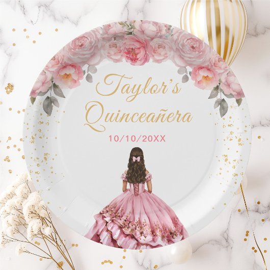 バラピンクプリンセスフローラキンセアニラ ペーパープレート