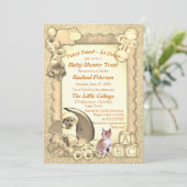 バラピンクベビーガールシャワーツイート招待状 サンキューカード (スタンド正面)