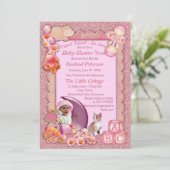 バラピンクベビーガールシャワーツイート招待状 サンキューカード (スタンド正面)