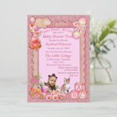 バラピンクベビーガールシャワーツイート招待状 サンキューカード (スタンド正面)