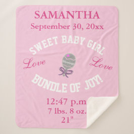 バラピンクベビーガール誕生統計 シェルパブランケット