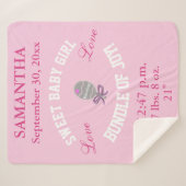 バラピンクベビーガール誕生統計 シェルパブランケット (正面(横))