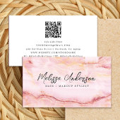 バラピンクマーブルルクセンティックQRコード 名刺