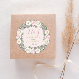 バラピンクムーディフローラボホ結婚ズモノグラム ラウンドシール