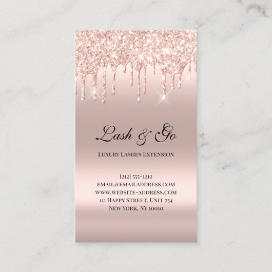 バラピンクメイクアップアーティストラッシュエクステンションドリップス赤面 名刺 (裏面)
