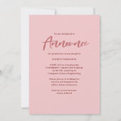 バラピンクモダンスクリプトアーチ写真コラージュGRAD 案内状 (裏面)