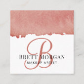 バラピンクモノグラムメイクアップアーティスト スクエア名刺 (正面)