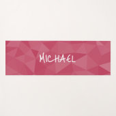 バラピンクライトジオメトリックメッシュパターン名前をカスタムする ヨガマット (正面(横))