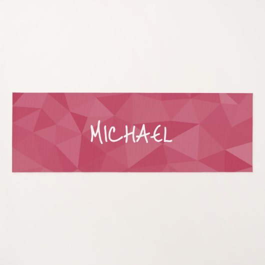 バラピンクライトジオメトリックメッシュパターン名前をカスタムする ヨガマット (正面(横))