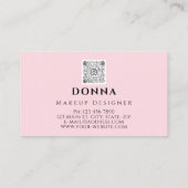 バラピンクリップQRコードロゴメイクアップアーティストスタジオ 名刺 (裏面)