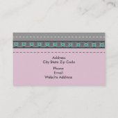 バラピンクレザールックとパターングレー、ティール（緑がかった色） 名刺 (裏面)