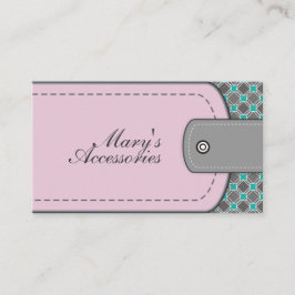 バラピンクレザールックとパターングレー、ティール（緑がかった色） 名刺