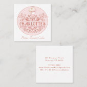 バラピンクロゴベーカリーパティシシェフベイカーズ スクエア名刺 (正面/裏面)