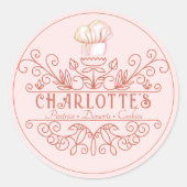 バラピンクロゴベーカリーベーカーのロゴ製品ラベル ラウンドシール (正面)