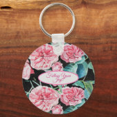 バラピンクローズ後を追フローラあなたの喜びパターン キーホルダー (正面)