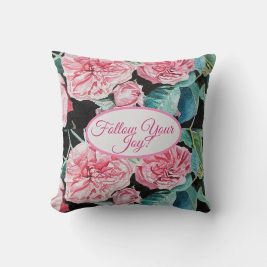 バラピンクローズ後を追フローラあなたの喜びパターン クッション (正面)