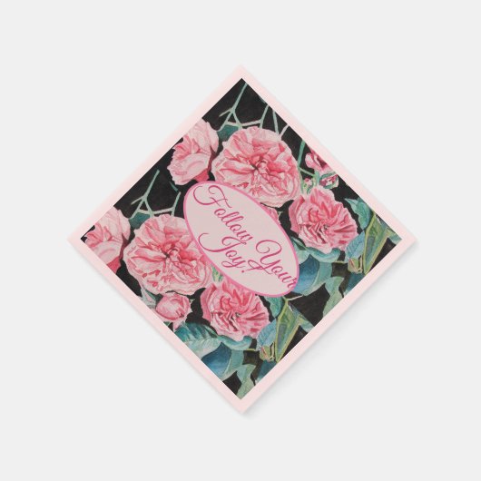 バラピンクローズ後を追フローラあなたの喜びパターン スタンダードカクテルナプキン (角)