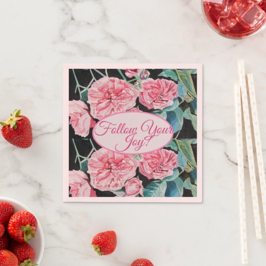 バラピンクローズ後を追フローラあなたの喜びパターン スタンダードカクテルナプキン (インサイチュ)