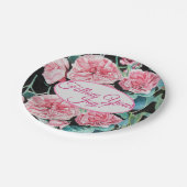 バラピンクローズ後を追フローラあなたの喜びパターン ペーパープレート (アングル)