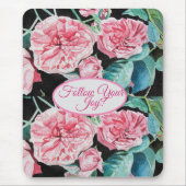 バラピンクローズ後を追フローラあなたの喜びパターン マウスパッド (正面)