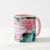 バラピンクローズ後を追フローラあなたの喜びパターン マグカップ (正面右)