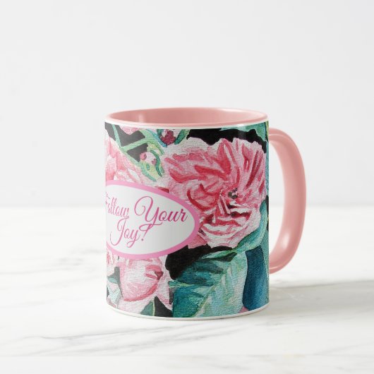 バラピンクローズ後を追フローラあなたの喜びパターン マグカップ (正面右)
