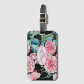 バラピンクローズ後を追フローラあなたの喜びパターン ラゲッジタグ (正面縦)