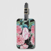 バラピンクローズ後を追フローラあなたの喜びパターン ラゲッジタグ (正面縦)