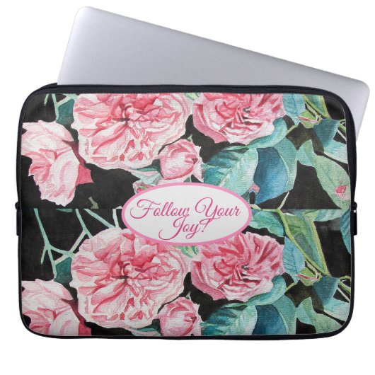 バラピンクローズ後を追フローラあなたの喜びパターン ラップトップスリーブ (正面)