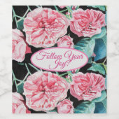 バラピンクローズ後を追フローラあなたの喜びパターン ワインラベル (シングルラベル)