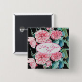 バラピンクローズ後を追フローラあなたの喜びパターン 缶バッジ (正面&裏面)