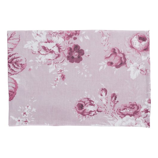 バラピンクヴィンテージ植物性フローラトワールNo.5 枕カバー (正面左)