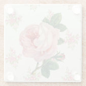 バラピンクヴィンテージ花柄のバラ ガラスコースター (裏面)