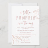 バラピンク小さなかぼちゃの赤ちゃんシャワー 招待状 (正面)