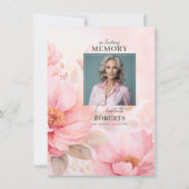 バラピンク悔やみや弔慰葬式ありがとう |写真 カード (裏面)