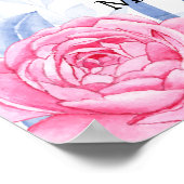 バラピンク曇り青葉色結婚の歓迎サイン ポスター (角)