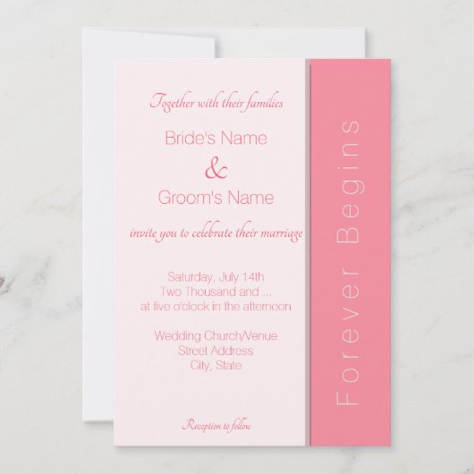バラピンク永遠にエレガントな結婚式を始める 招待状 (正面)