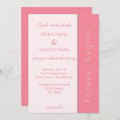 バラピンク永遠にエレガントな結婚式を始める 招待状 (正面/裏面)