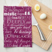 バラピンク白感動的語クリスマス キッチンタオル (四つ折り)