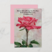 バラピンク花信仰バイブル聖句ノートカード サンキューカード (正面/裏面)