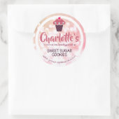 バラピンク赤面グラデーショングリッターカップケーキベーキングラベル ラウンドシール (バッグ)