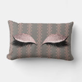バラピンク赤面グリッターグレーグラムメイクアップエスニック ランバークッション (正面)