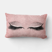 バラピンク赤面グリッターブラックグラムメイクアップセイン ランバークッション (裏面)