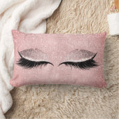 バラピンク赤面グリッターブラックグラムメイクアップセイン ランバークッション (ブランケット)