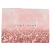 バラピンク赤面結婚グリッターブライダル ラージペーパーバッグ (裏面)